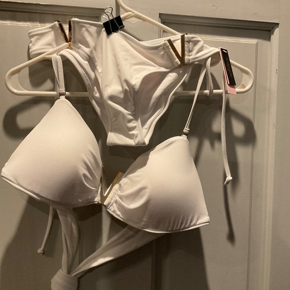 Victoria secret white bikini new top L bottom S - Picture 1 of 2